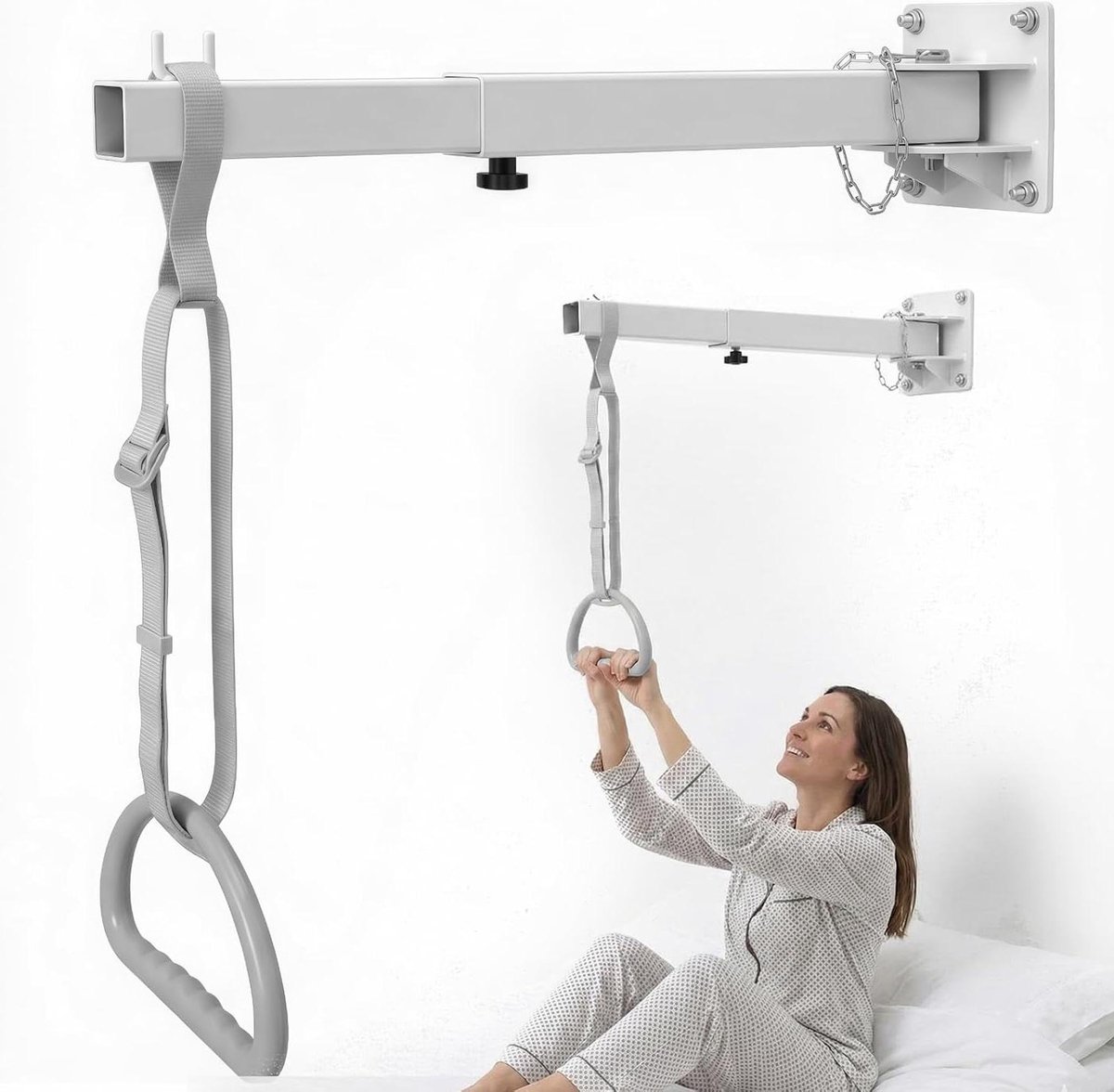 Trapezium stang - Bed hulpstang - Mobiliteit verbeteren - Hoge draagkracht - Tot 100 kg - Wit