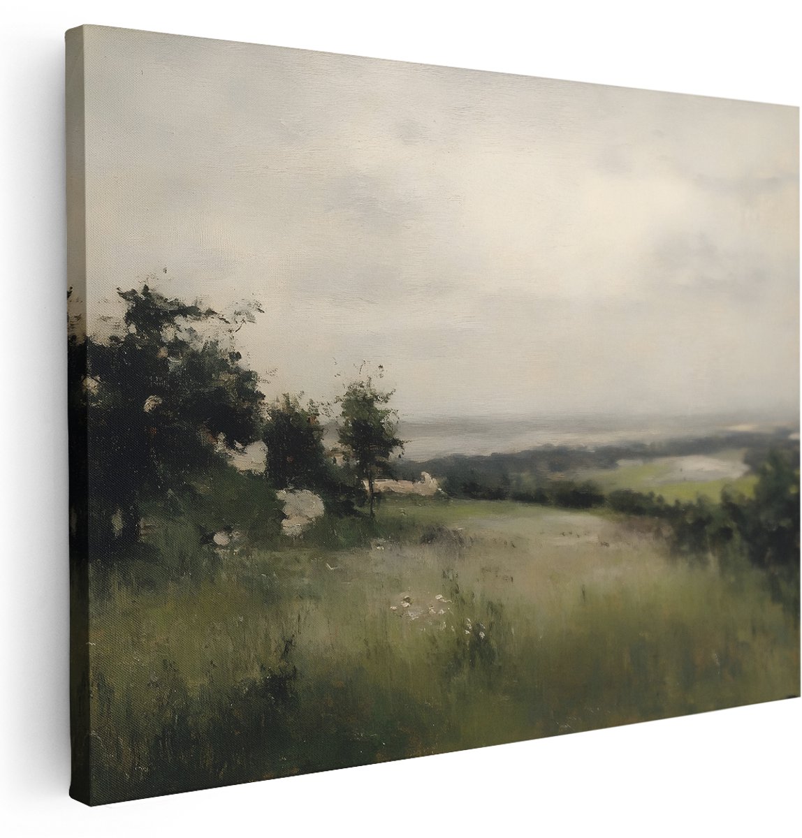 Artaza Canvas Schilderij Natuur - 160x120 cm - Groot - Wanddecoratie Landschap - Muurdecoratie Bos - Decoratie Bomen Landelijk - Kamer Accessoires