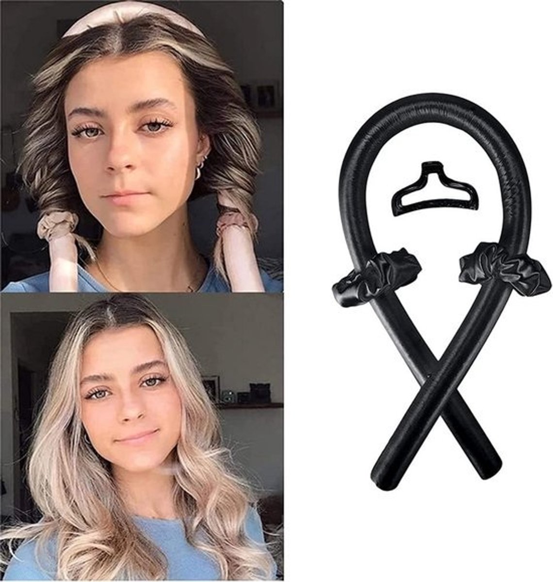 Hittevrije Krulset voor Lang Haar: Zachte Krultang Hoofdband & Rolset voor Natuurlijke Krullen