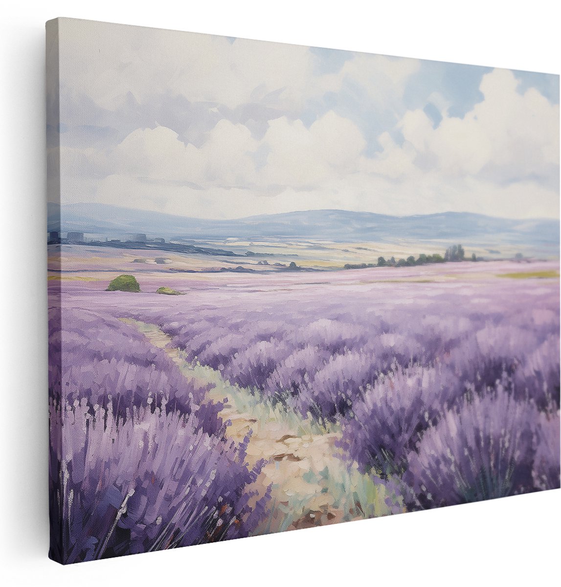 Artaza Canvas Schilderij Landschap Provence - 160x120 cm - Groot - Wanddecoratie Lavendel - Muurdecoratie Natuur - Schilderijen Op Canvas