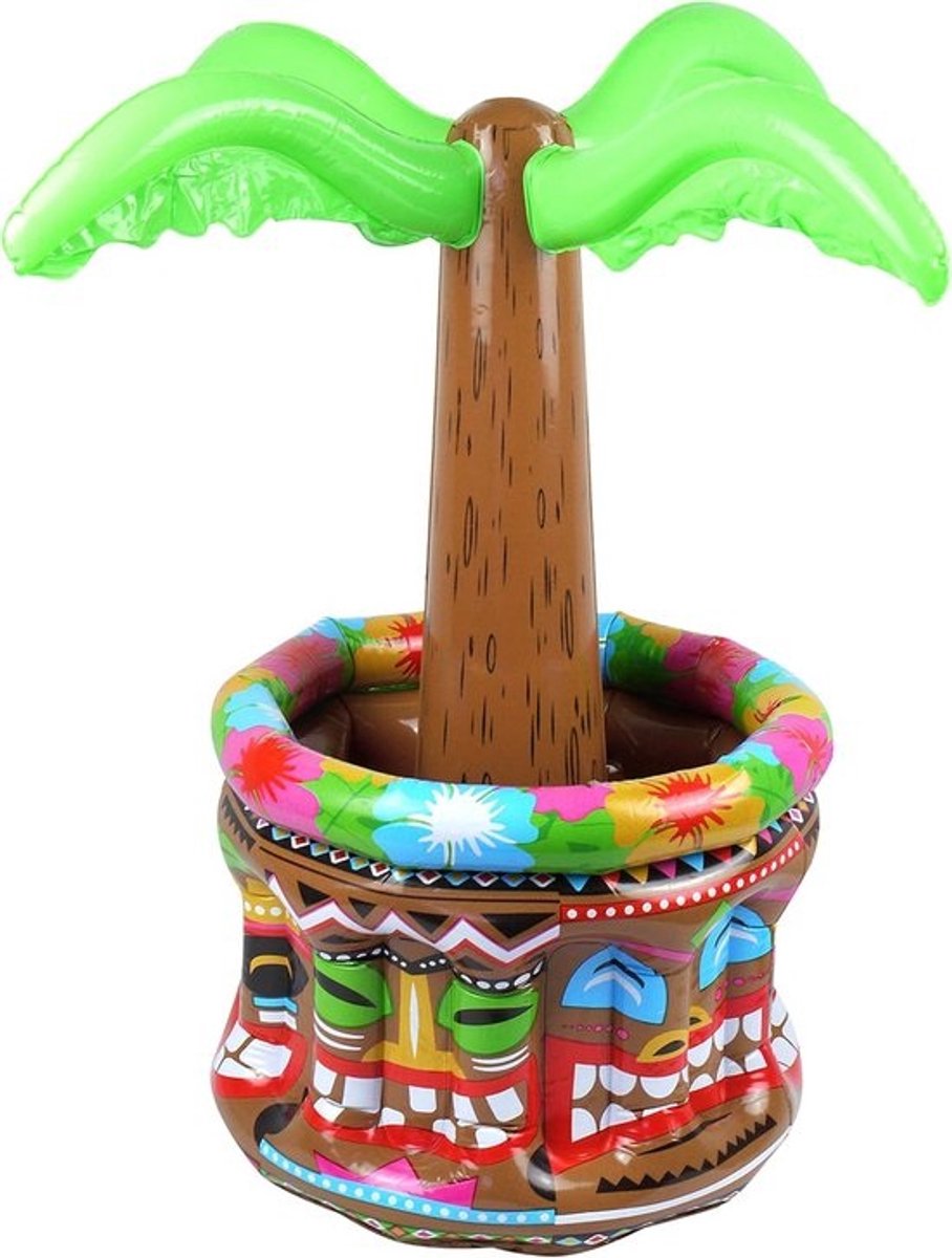 Opblaasbare palmboom koeler 66 cm - tropische ijs emmer voor drankjes - zomer en hawaï party decoratie