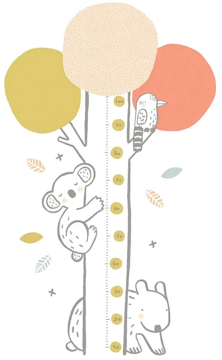 Lilipinso Muursticker Meetboom met Koala groen koraal