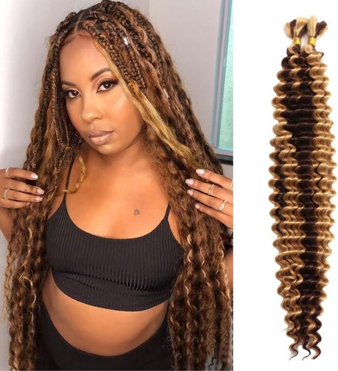 Krullend Vlechthaar 60CM Diepe Golf Bulk Haar voor Micro Twists en Vlechten