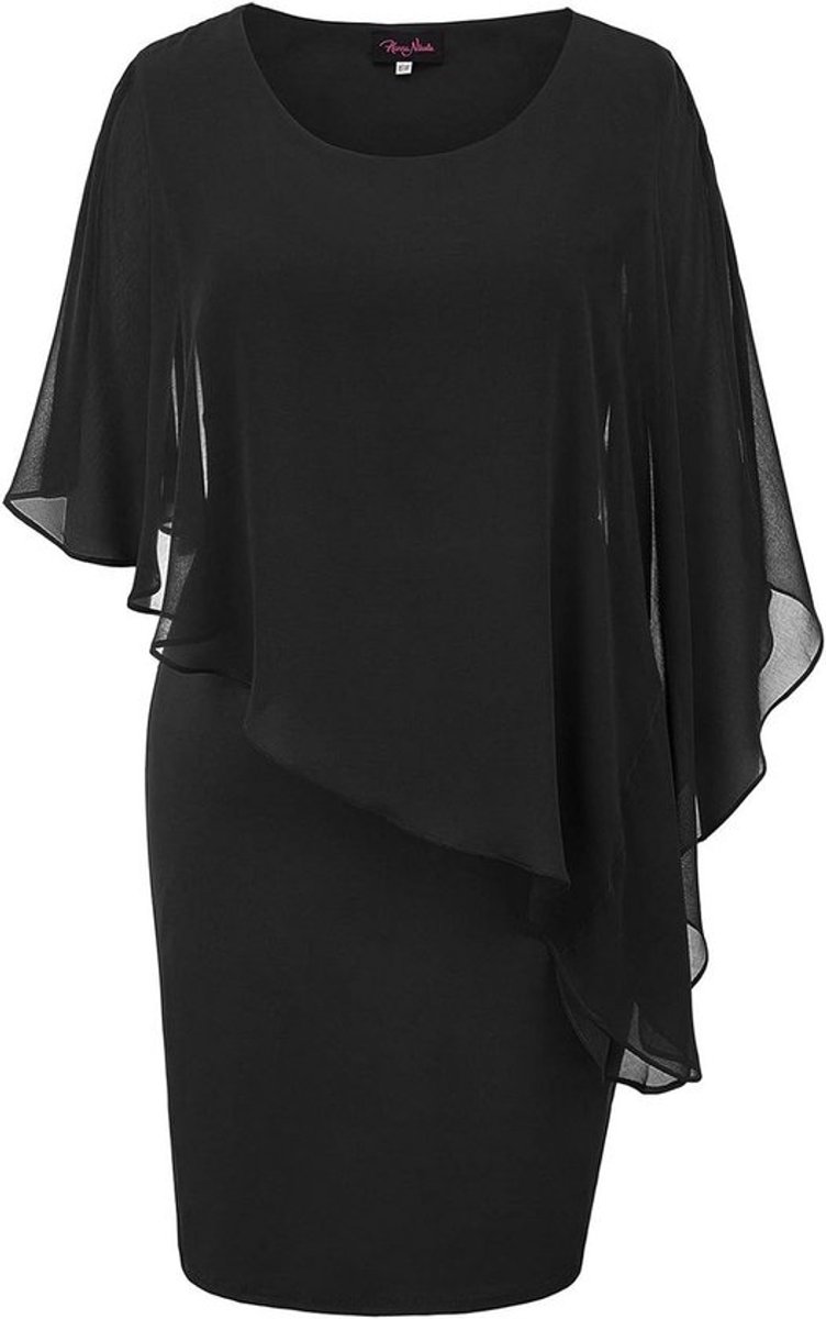 Chique Plus Size Cocktailjurk met Capelet in Chiffon