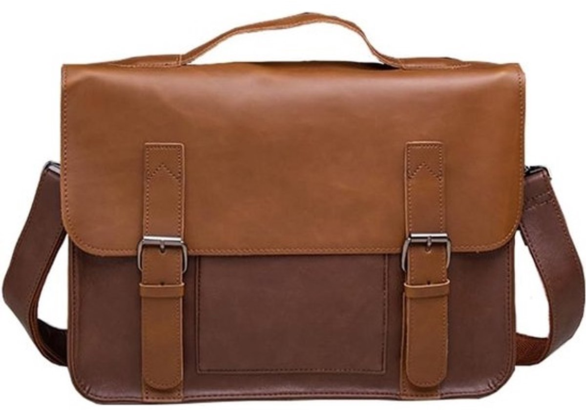 Leren Aktetas Heren Vintage Schoudertas Zakenman Tote Bag Grote Capaciteit