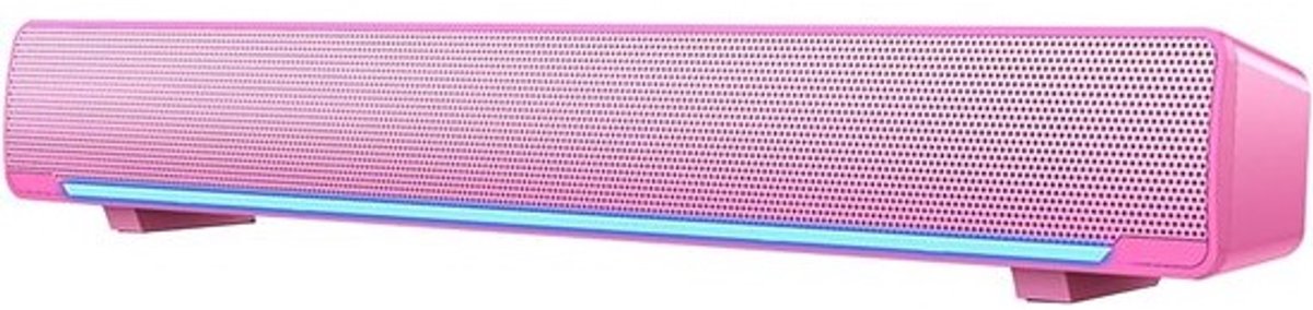 Soundbar voor PC - Mini luidspreker - Films en Muziek - 3D Stereo Geluid - 32 cm - Roze