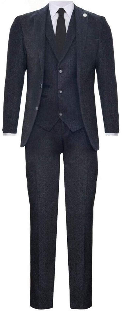 Heren 3-Delig Tweed Pak in Visgraatdessin - Klassieke Jaren 20 Stijl