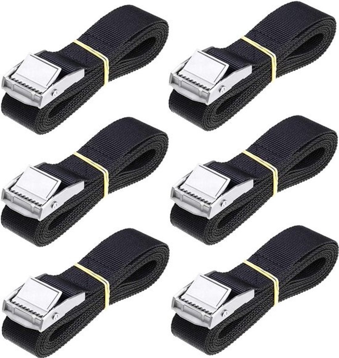 Verstelbare Sjorbanden - Korte Spanbanden voor Fiets, Motor en Bagage - Set van 6 (1 m)