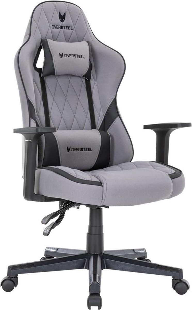 Professionele Gaming Stoel Waterdichte Stof Licht Grijs/Zwart Ergonomisch