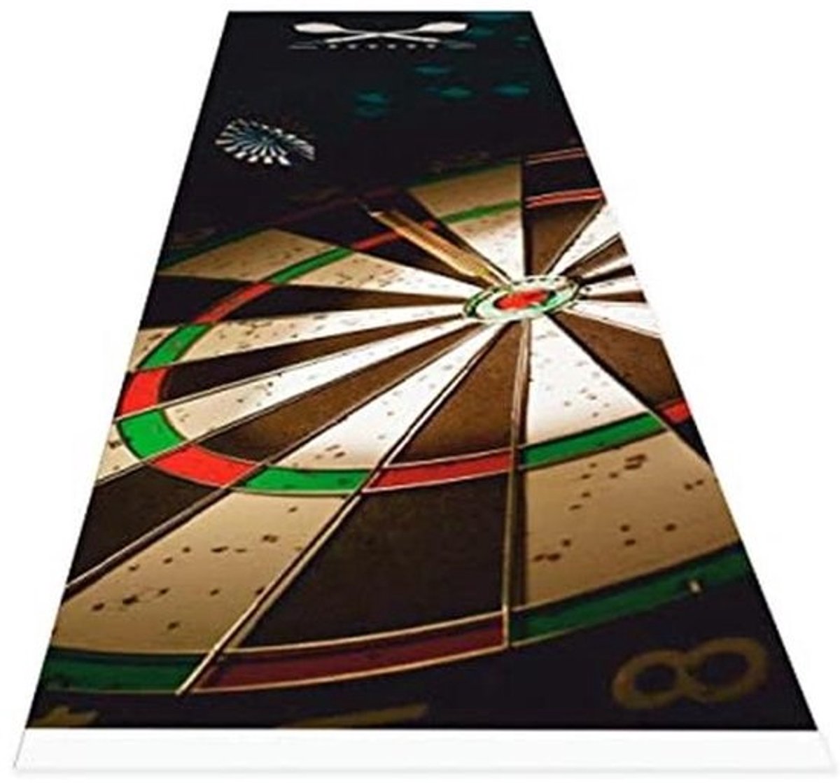 Dartmat 60 x 240 cm - Professionele Vloerbescherming voor Dartbord met Oche en Officiële Gooi-Lijn van 237 cm - Darts Accessoires - Zwart Tapijt