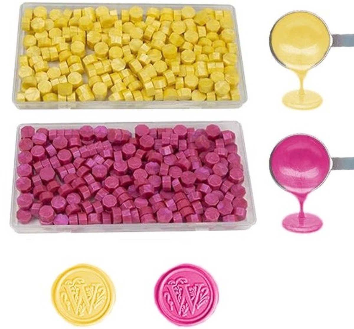 Wax Seal Kralen Set - 400 Verzegelende Waxparels in Parelgeel en Roze voor Uitnodigingen