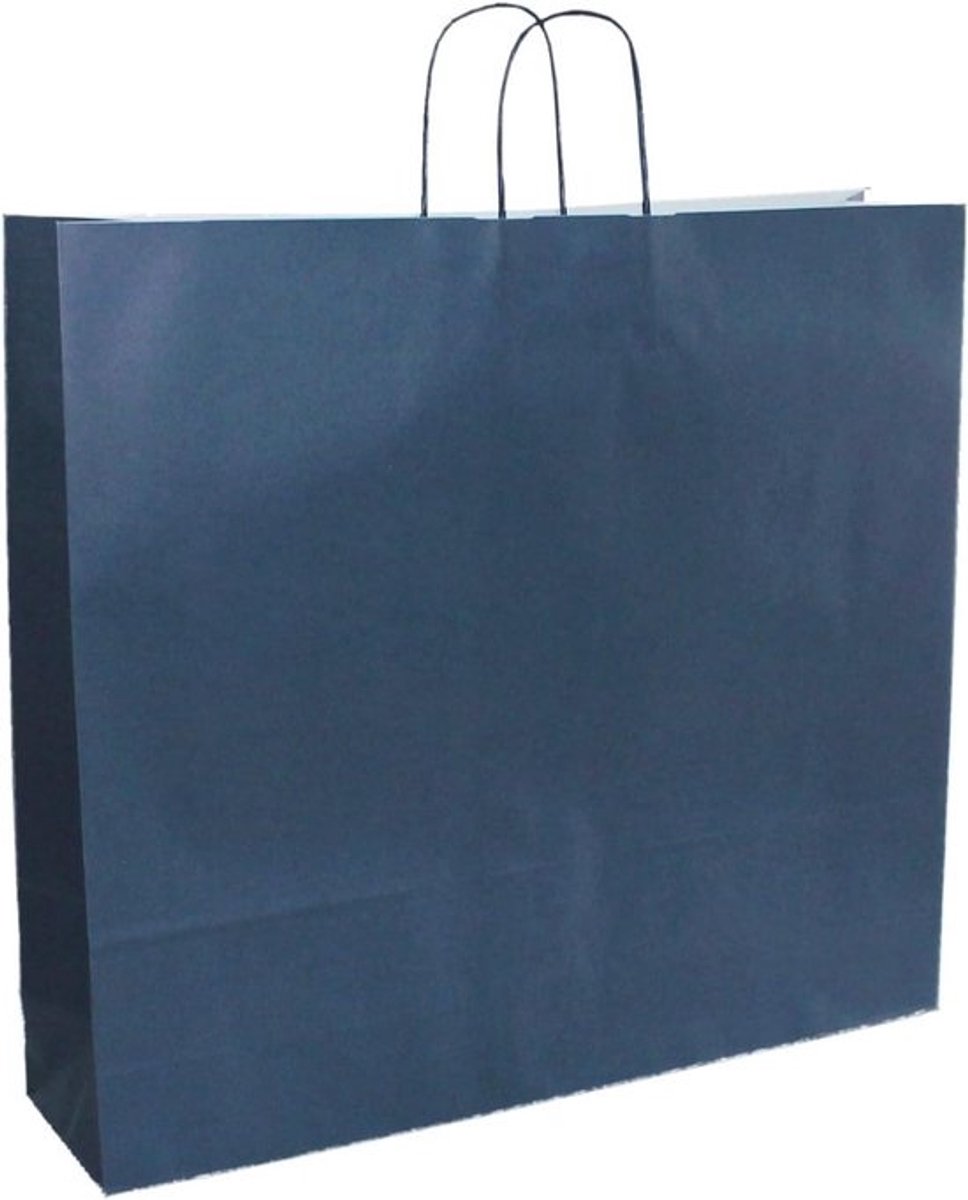 Extra Grote Papieren Draagtassen met Stevig Koord - Donkerblauw (25 Stuks) - Cadeautas