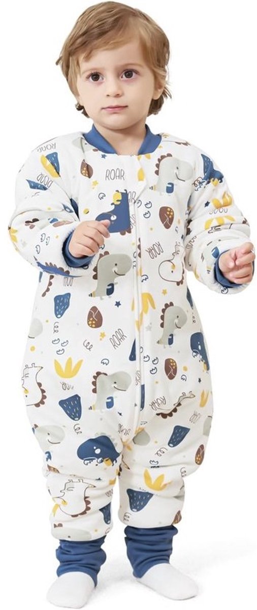 Warm winterslaapzak met lange mouwen en voeten voor kinderen, 3,5 tog, geschikt voor babyhoogte 105-115 cm