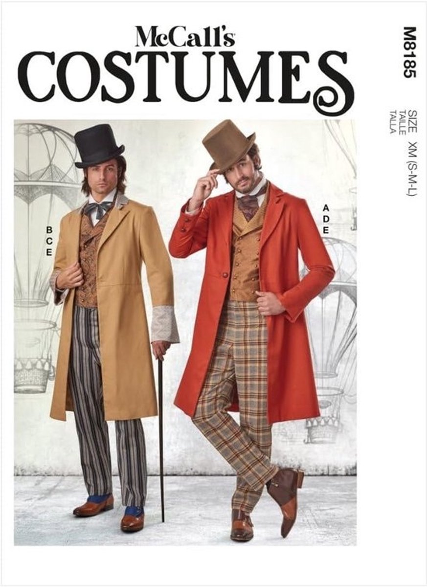 Naaipatroon Herren Kostuum Vest Jas en Broek Historisch Victoriaans Dandy