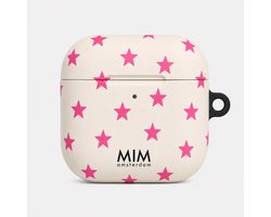 MIM Amsterdam - Pink Galaxy - Geschikt voor AirPods 4 - AirPod hoesje - Sterren print - AirPod hoesje met print - Shockproof- Cover voor AirPods - Trendy AirPod case