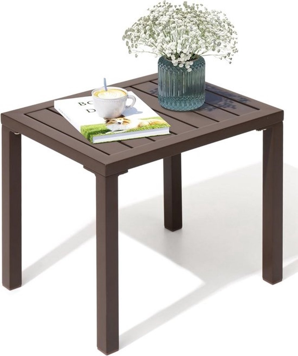 Rechthoekige Aluminium Bijzettafel voor Buiten en Binnen - Kleine Bistrotafel voor Terras en Tuin