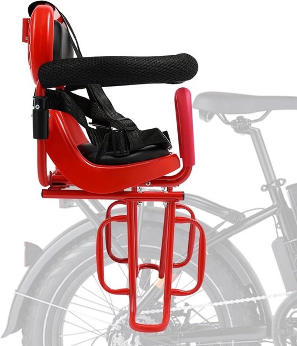 Kinder Fietsstoel - Achterzitje Kinderen - Samen Fietsen - Veiligheidsgordel & Handgrepen - 6 Maanden tot 6 Jaar - Rood