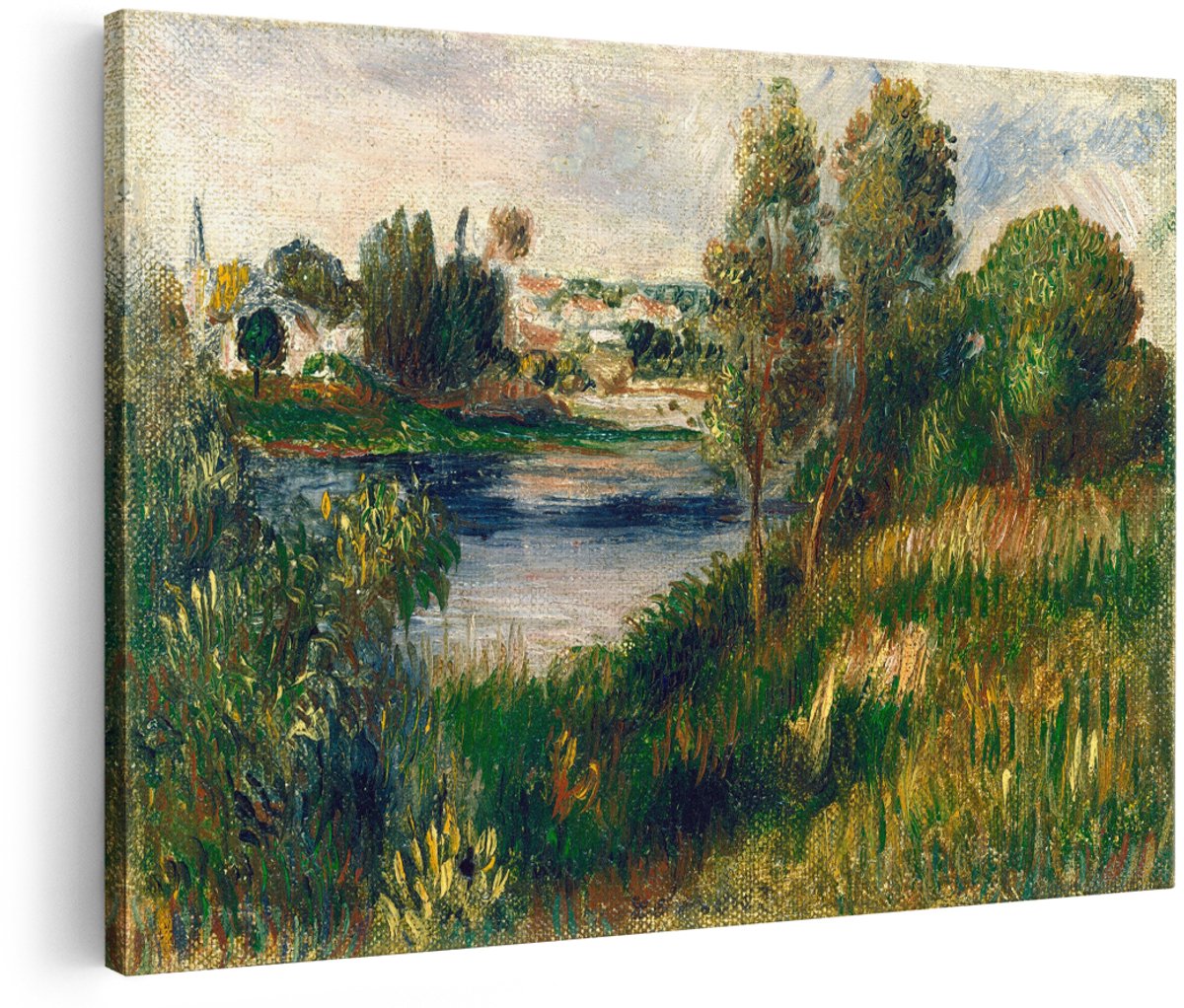 Artaza Canvas Schilderij Landschap - 150x100 cm - Groot - Wanddecoratie Natuur - Muurdecoratie Rivier - Schilderijen Impressionisme Renoir