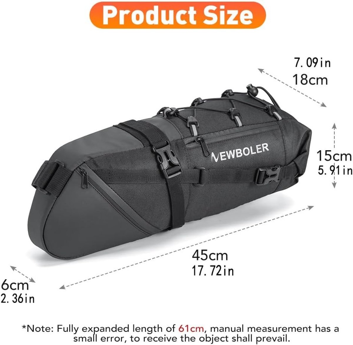 Fietszadeltas - Zwart - 10 liter - Waterdichte Opbergtas van Slijtvaste Materiaal - Voor Fietsen en Mountainbikes