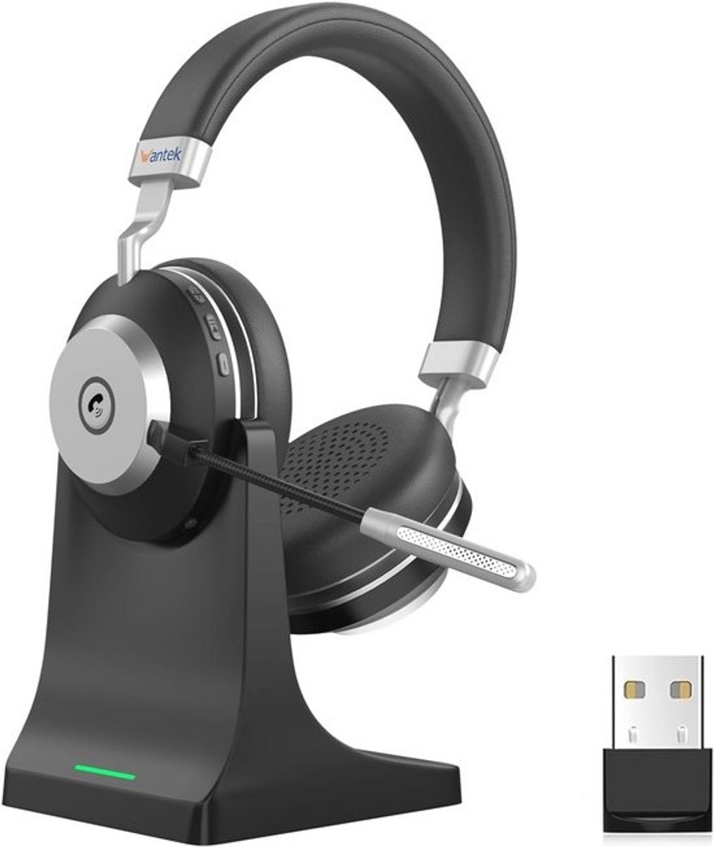 Draadloze Bluetooth-headset met Microfoon, 60 Uur Batterijduur, AI-Ruisonderdrukking voor Huishouden en Kantoor