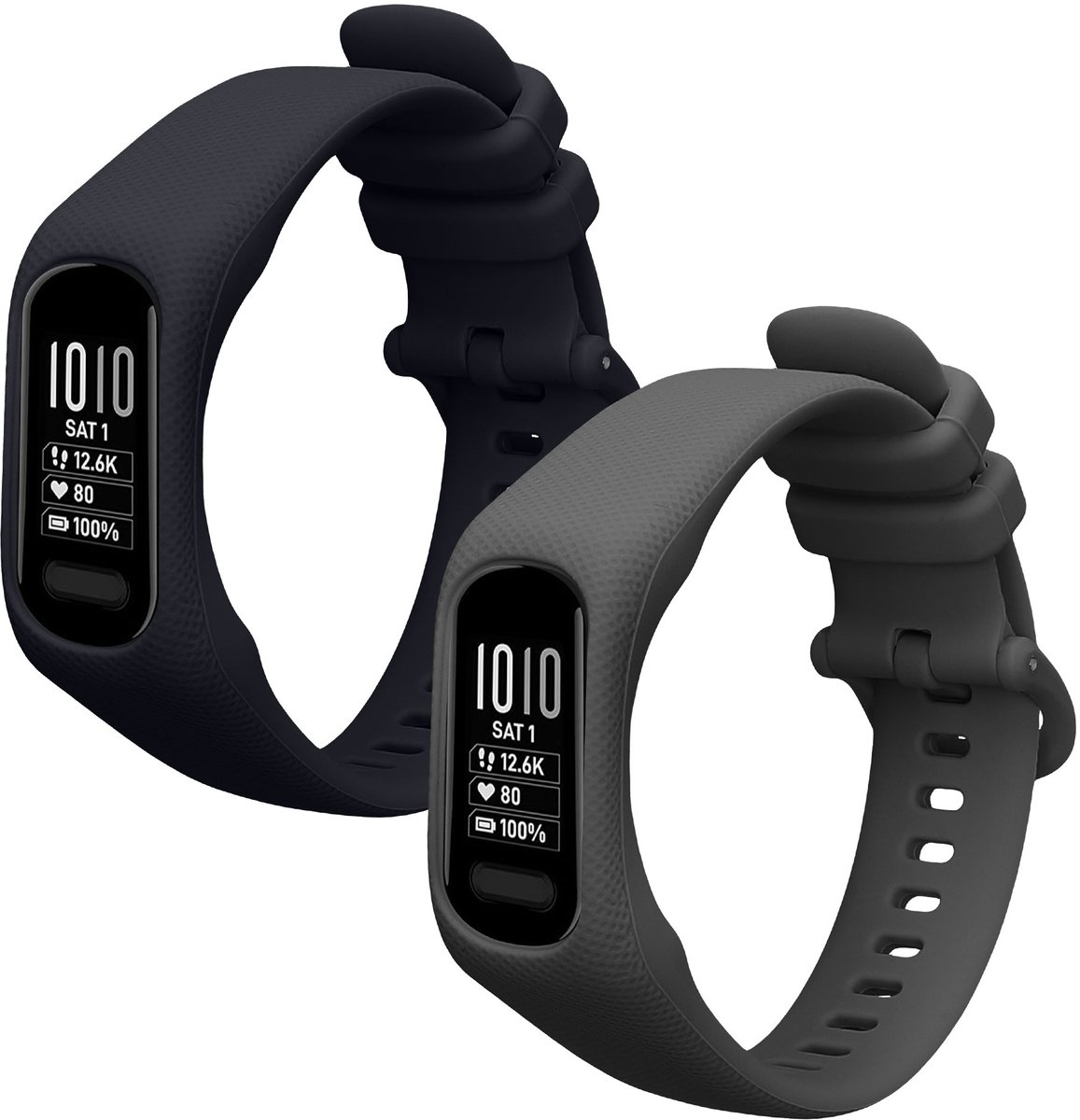 kwmobile 2x horlogebandjes geschikt voor Garmin vivosmart 5 / Smart 5 bandje - Smartwatch bandjes van TPU - Activity tracker horloge band in donkerblauw / donkergrijs