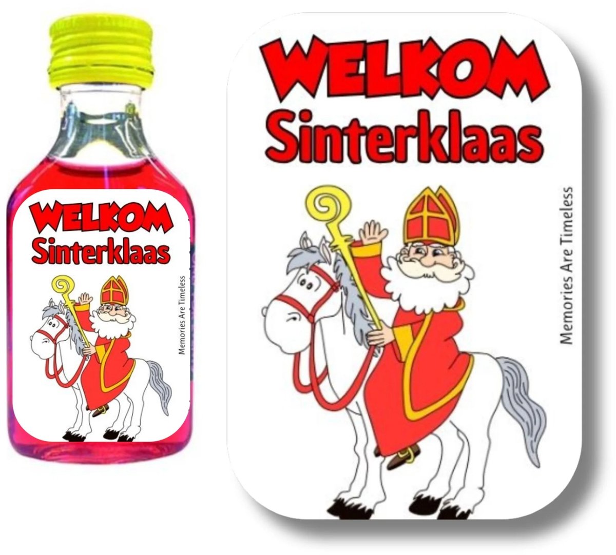 Sinterklaas Shotjes Etiketten | Welkom Sinterklaas | 30 Stickers | Mini Shotflesjes 20 ml | Memories Are Timeless