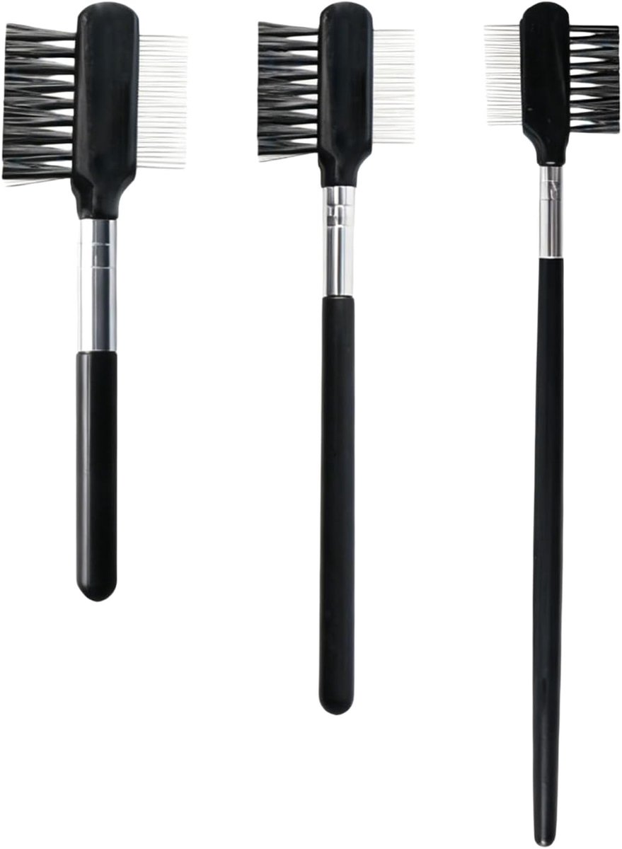 Wimpers en wenkbrauwborstel 3-pack - Metalen tanden - Anti-klonters verwijderen - Professionele definitie - ShopVlot