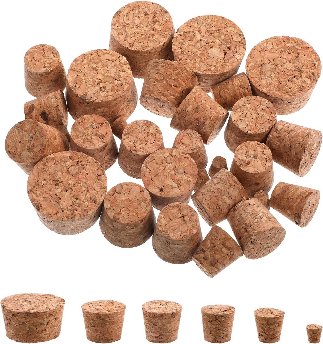 Kurkstoppen set van 30 - Conische kurken - Natuurlijke kurk - Perfect voor wijnflessen en ambachten - ShopVlot
