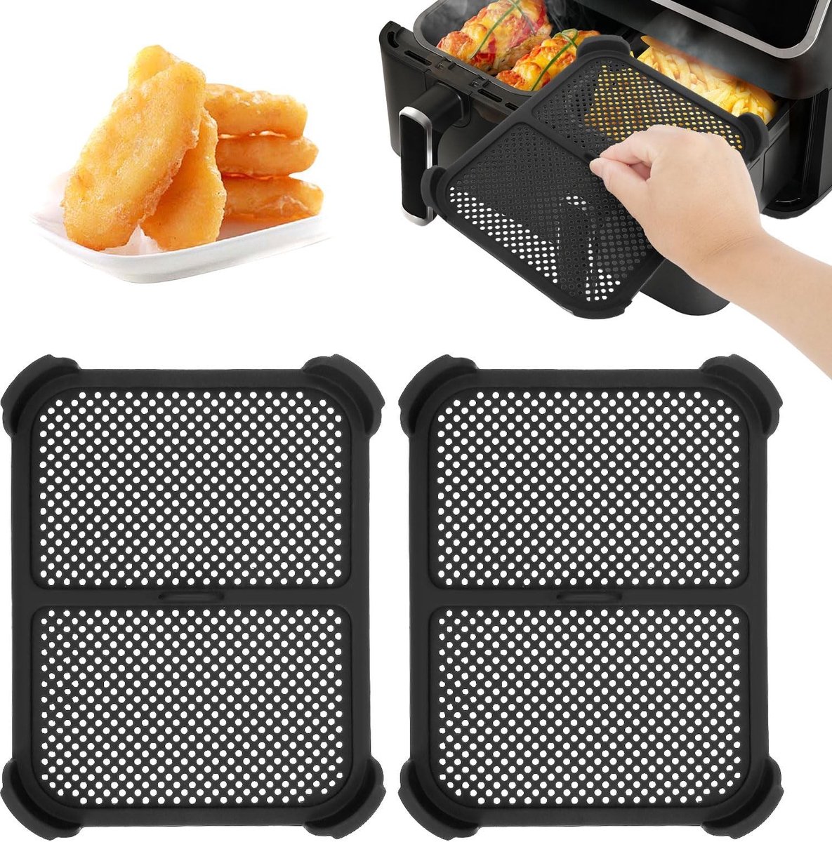 Solidchoice 2 Stuks Siliconen Spatbeschermers voor Airfryer