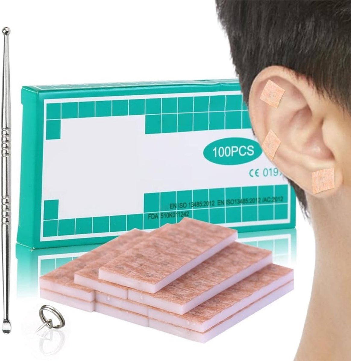 Disposable oorplakken pack van 100 - semi-acupunctuur - met massage-sticks - voor oormassage - ShopVlot