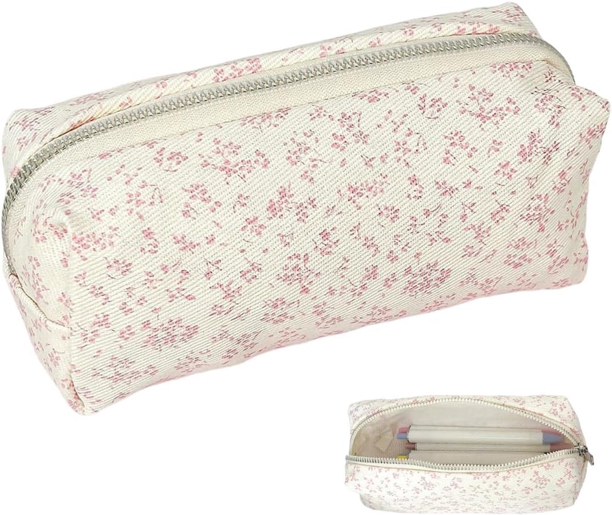 Pennenzak klein - stof - bloemen - bescherm je schrijfmaterialen en make-up - ShopVlot