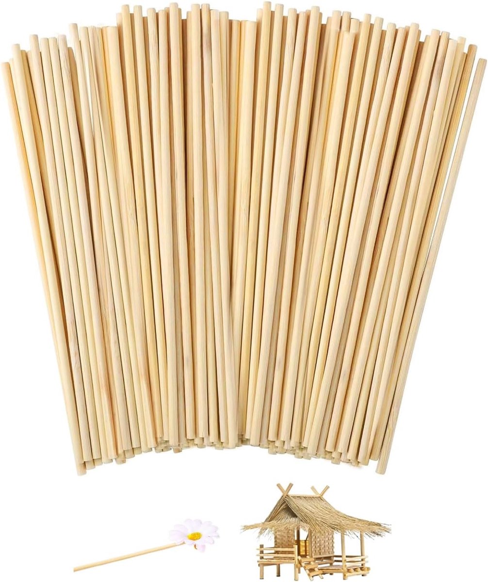 Houten stokken 30 cm - Bambusstokken voor knutselen - Onbehandeld en veelzijdig - Ideaal voor creatief werk - ShopVlot