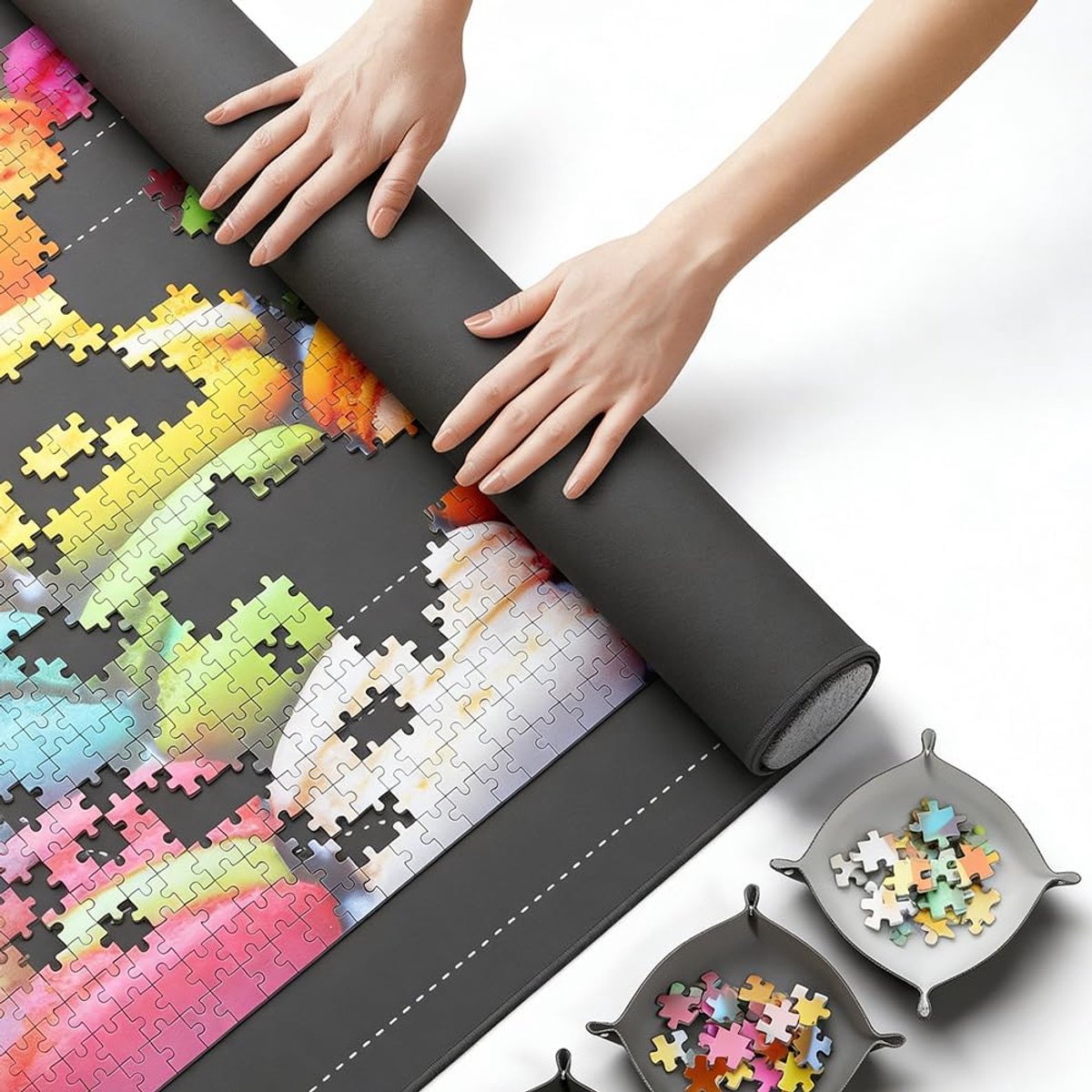 Puzzelmat voor puzzels tot 1500 - antislip puzzelmat met sorteervakken - ShopVlot