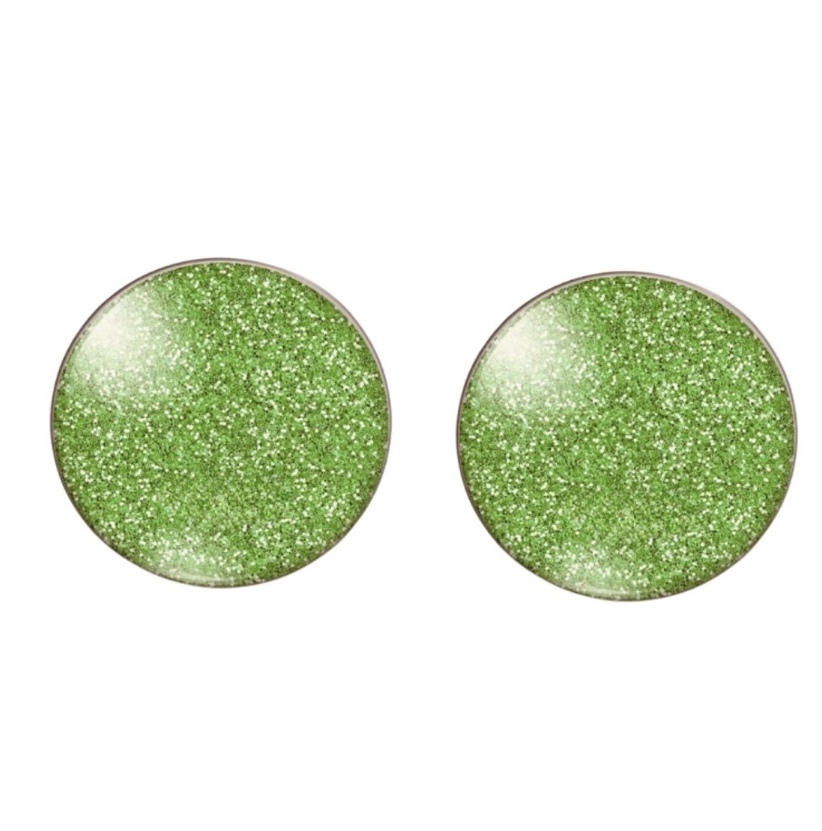 Clip oorbellen -Groen spikkel- 2 cm- geen gaatje- Charme Bijoux