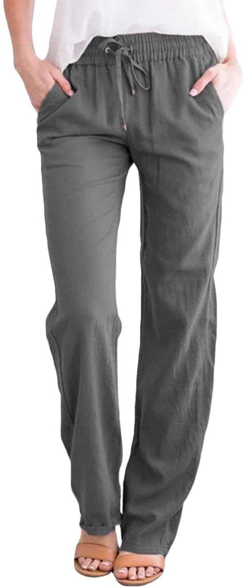 Linnen damesbroek L - lichtgewicht katoen en linnen - casual elegant met zakken - perfect voor de zomer - ShopVlot