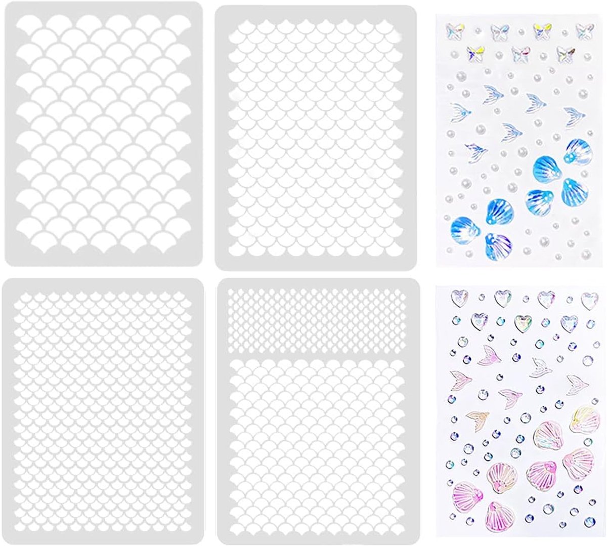 Schilderen sjablonen 6 stuks - Meermin design - Multicolor - Ideaal voor scrapbooking en make-up - ShopVlot