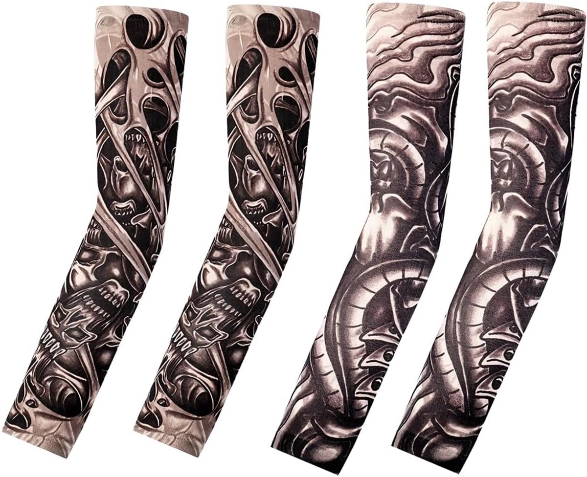 Nep-tatoeagemouwen 2-delig - elastisch polyester - zonbescherming - perfect voor verkleedfeest - ShopVlot