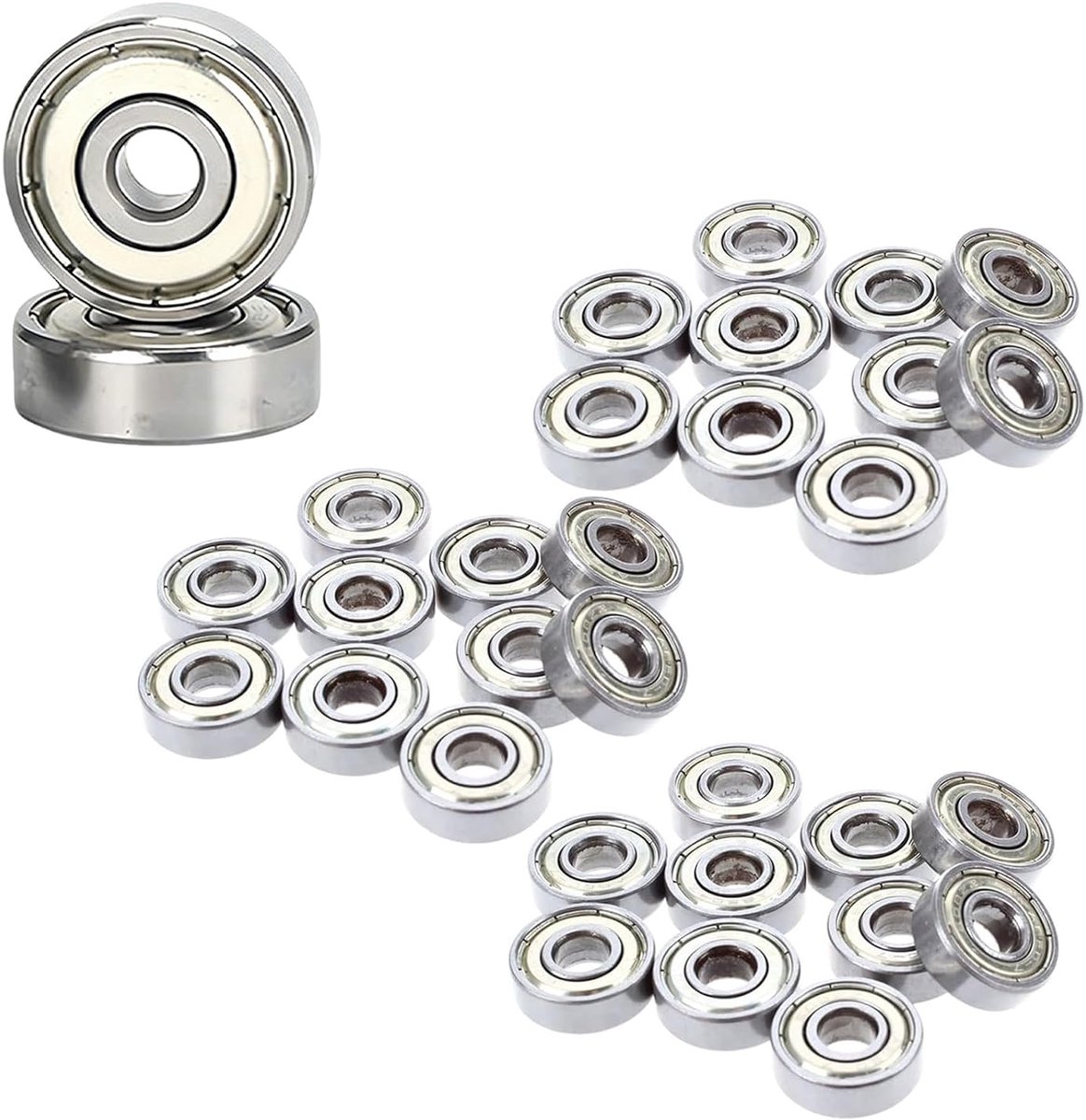 608ZZ kogellagers 30 stuks - miniatuur diepgroefkogellagers - roestvast staal - ideaal voor skateboards - ShopVlot