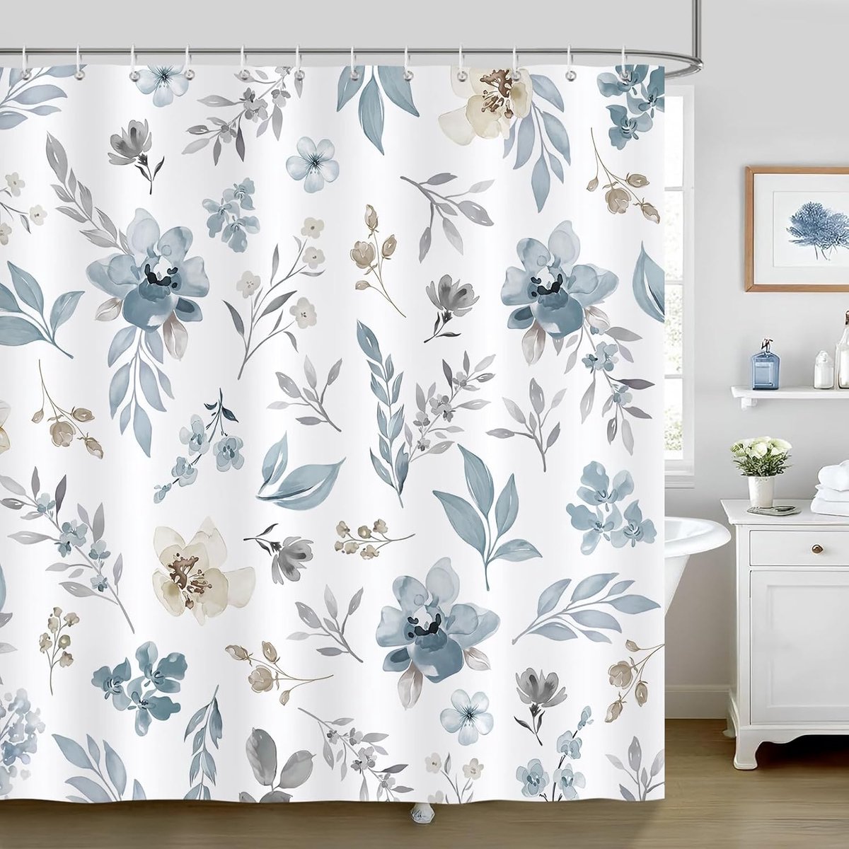 Douchegordijn 180x180 cm - Waterverf bloemen - Waterdicht en schimmelbestendig - Frisse sfeer voor je badkamer - ShopVlot
