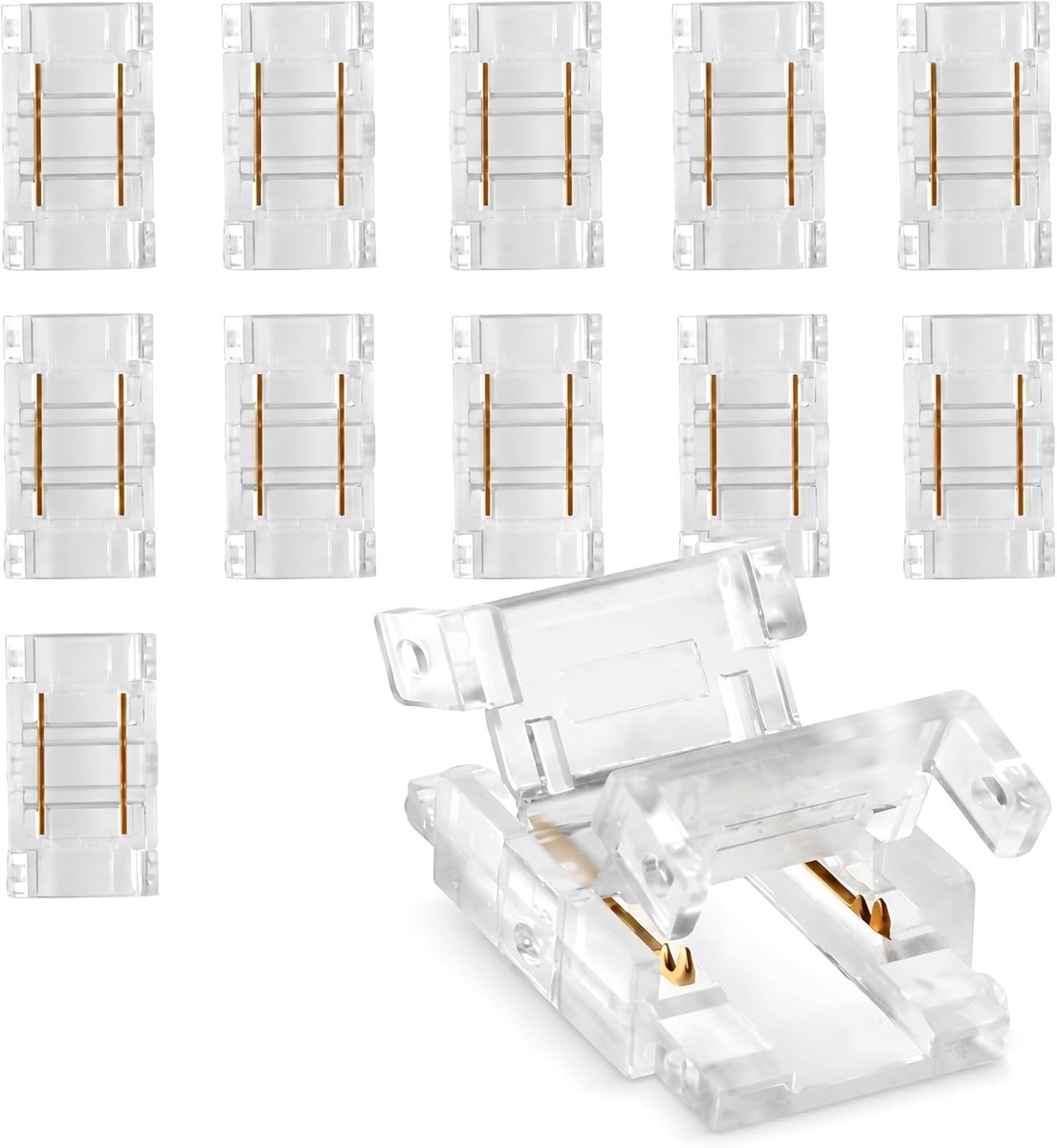 LED Strip Connector 12 x 2-Pin 8 mm - D2 Interlocking - Solder-vrij - Eenvoudige aansluiting voor LED strips - ShopVlot