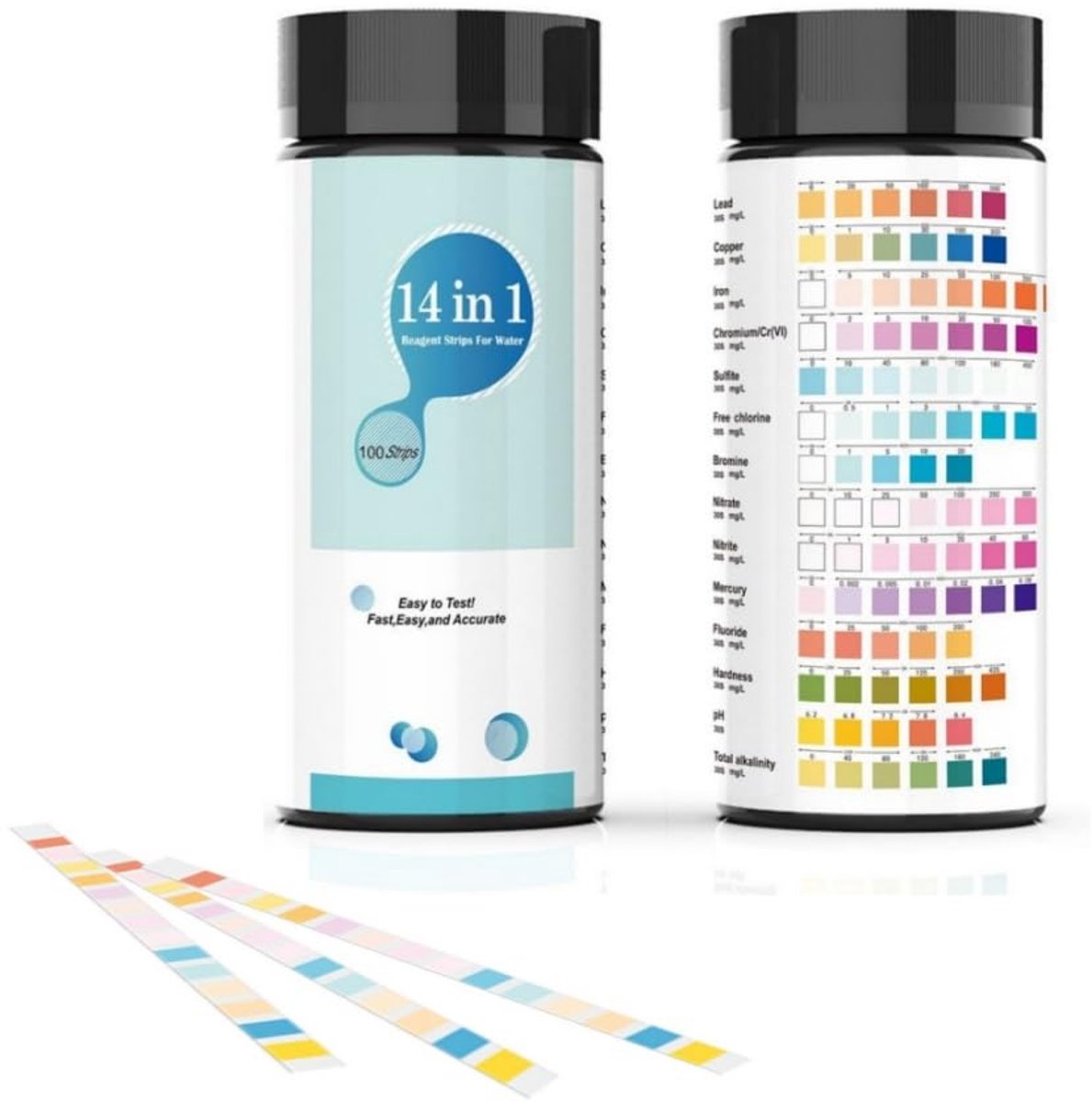 Teststrips voor water 16-in-1 - 100 stuks - pH, nitriet, chloor, hardheid, kwik en lood - ShopVlot