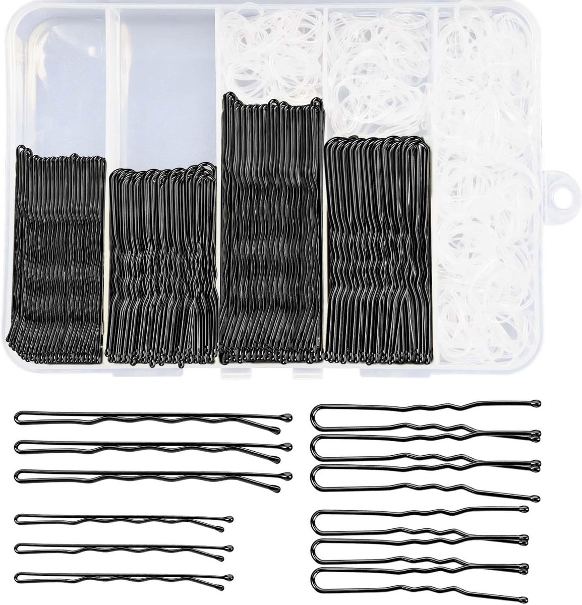Bobby Pins set 500 stuk - haarspelden en elastiekjes - compleet voor haarstyling - ideaal voor buns - ShopVlot