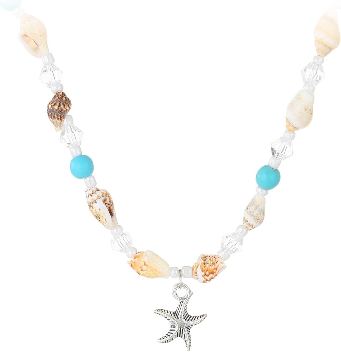 Enkelbandje dames - turquoise parels - zeester en zeeschildpad - perfect voor zomervakantie - ShopVlot