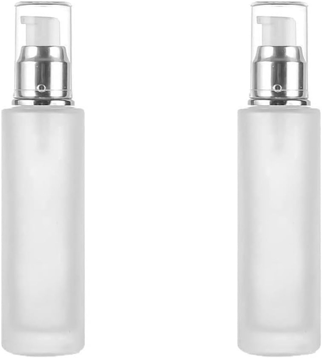 Lege melkglazen flessen 120 ml - set van 2 - matglas - navulbare lotionpomp voor toiletartikelen - ShopVlot