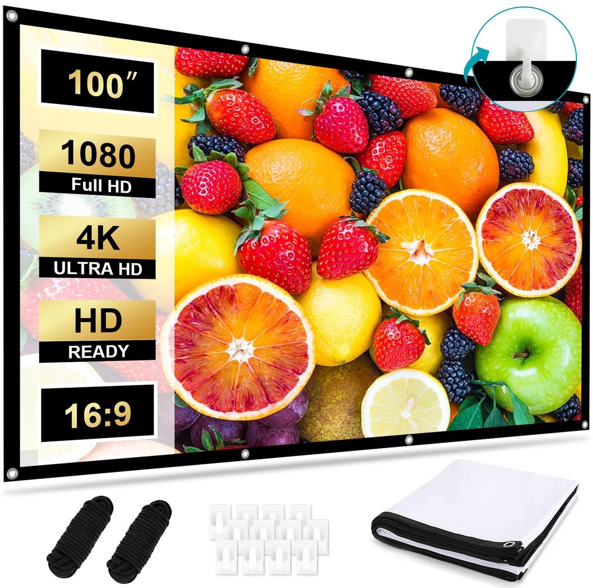 Solidchoice - 100 Inch Projectiescherm 16:9 voor Binnen en Buiten