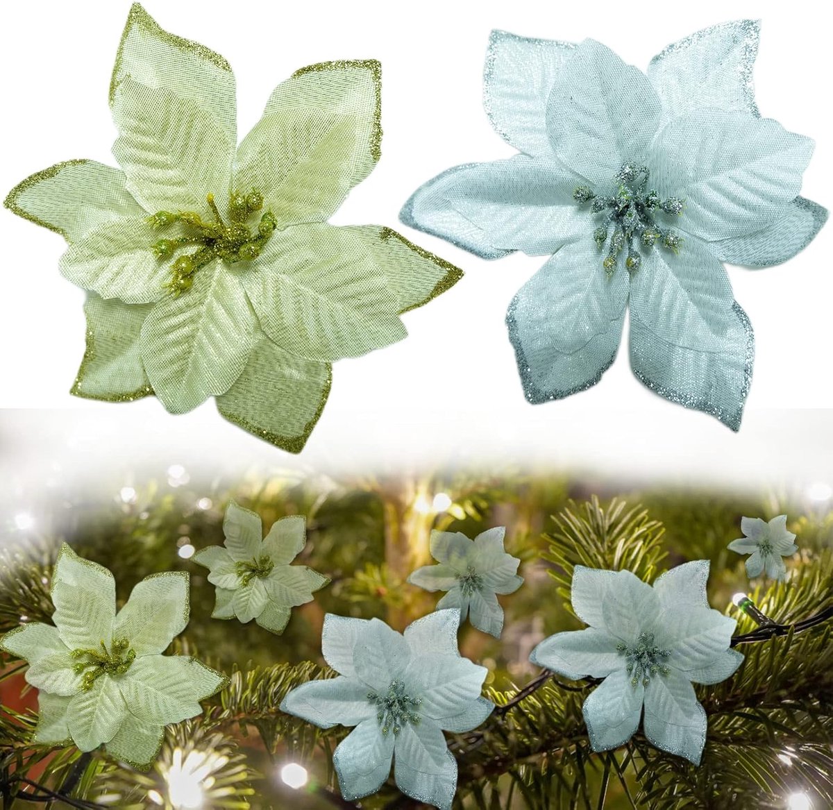 Nepbloemen 20 Stuks - Glitter Kunstbloemen - Flexibel en Kleurvast - Perfect voor Bruiloftdecoratie - ShopVlot