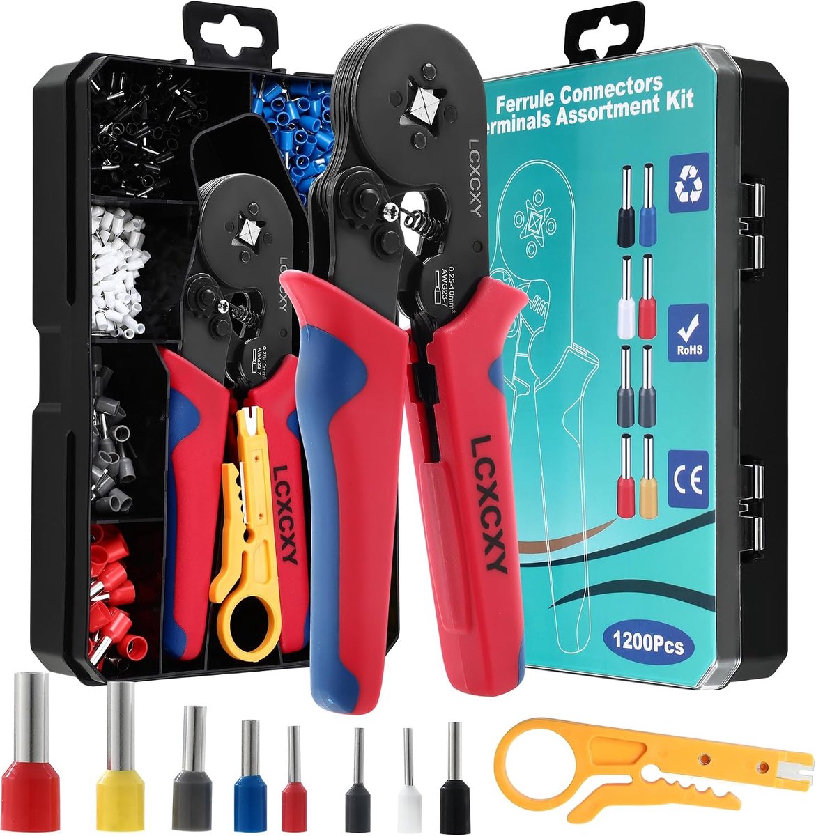 Crimping pliers met 1200 aansluitingen - ergonomische handgrepen - verstelbare druk - ideaal voor kabelverbindingen - ShopVlot