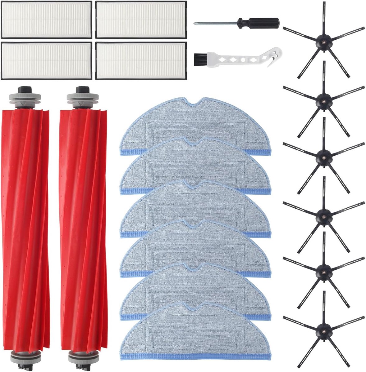 Vervangingsonderdelen voor Roborock S7 - 20 stuks - 2 hoofdborstel, 4 filters, 6 zijborstels - ShopVlot