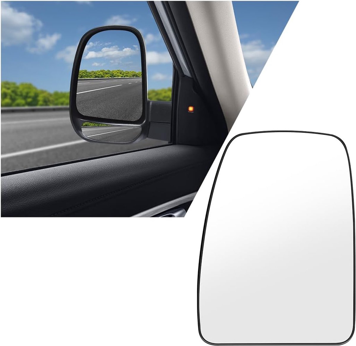 vleugelspiegel glas verwarmd - convex helder passagierszijde - asferisch - optimale reflectie voor veilig rijden - ShopVlot