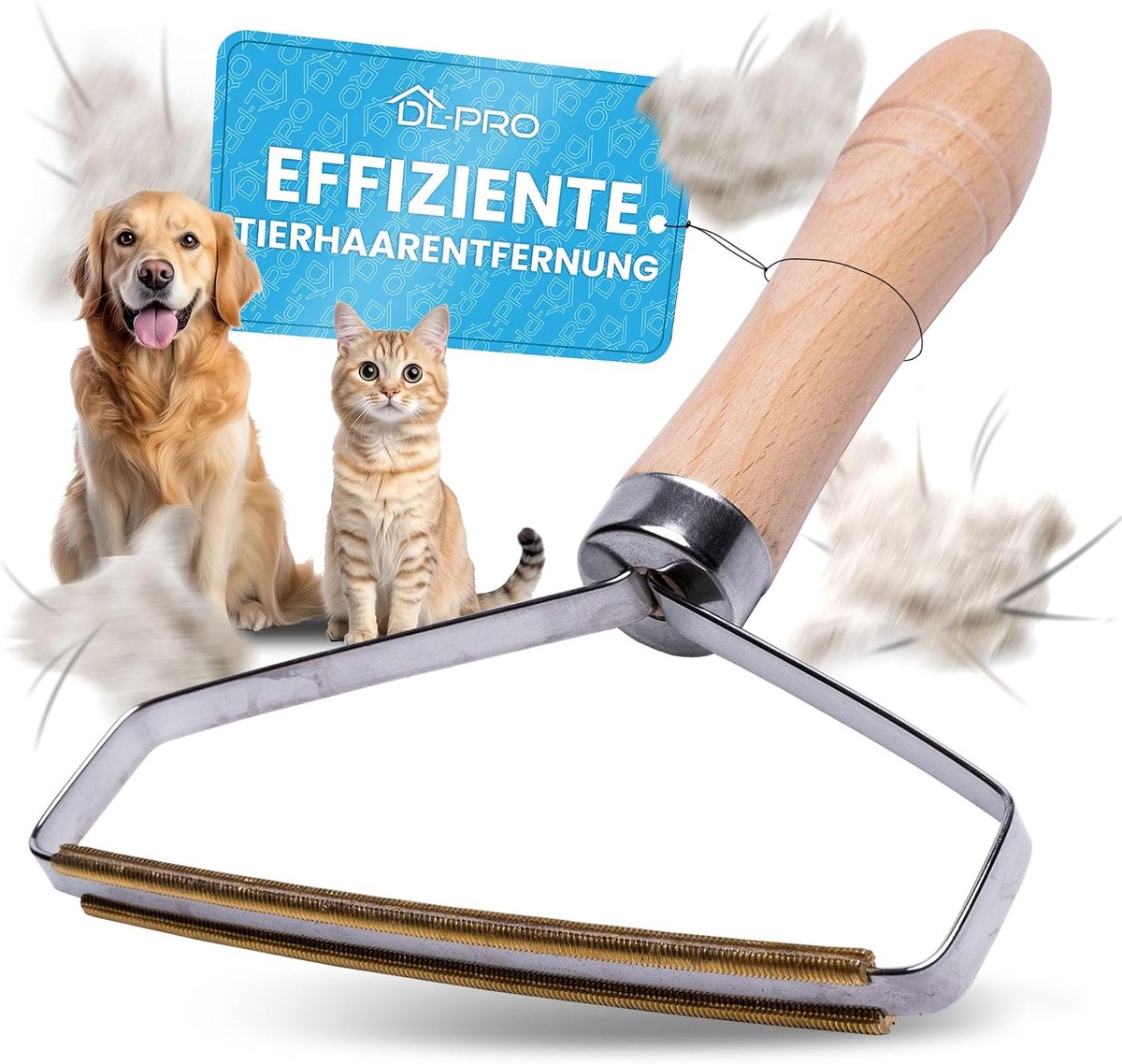 Lint remover - compact - van hout en koper - effectief voor dierenharen - ShopVlot